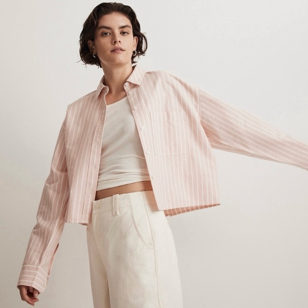 Madewell Oversized Pink Striped Shirt